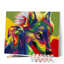 Charger l'image dans la galerie, peinture par numéros | Aigle et Loup Pop Art | aigles, animaux, facile, loups, oiseaux | FiguredArt