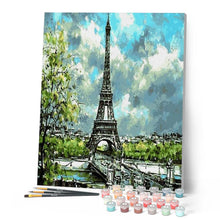 Charger l'image dans la galerie, peinture par numéros | Tour Eiffel et Ciel chargé | intermédiaire, ville | FiguredArt