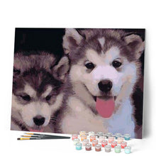 Charger l'image dans la galerie, peinture par numéros | Deux jolis Chiots | animaux, chiens, intermédiaire | FiguredArt