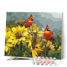 Charger l'image dans la galerie, peinture par numéros | Les oiseaux rouges | animaux, fleurs, intermédiaire, oiseaux | FiguredArt