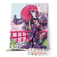 Charger l'image dans la galerie, peinture par numéros | Femme en Kimono au Japon | envies d’ailleurs, facile | FiguredArt