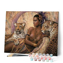 Charger l'image dans la galerie, peinture par numéros | Déesse et Léopards | animaux, complexe, france, léopards, nu | FiguredArt