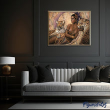 Charger l'image dans la galerie, peinture par numéros | Déesse et Léopards | animaux, complexe, france, léopards, nu | FiguredArt