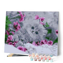 Charger l'image dans la galerie, peinture par numéros | Chaton dans les Fleurs | animaux, chats, fleurs, intermédiaire | FiguredArt