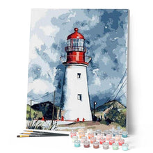 Charger l'image dans la galerie, peinture par numéros | Phare sous un Ciel chargé | france, intermédiaire, paysages | FiguredArt