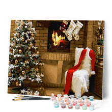 Charger l'image dans la galerie, peinture par numéros | Sapin de Noël près de la Cheminée | arbres, intermédiaire, Noël | FiguredArt