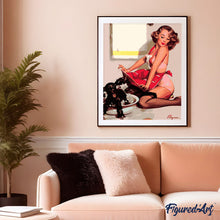 Charger l'image dans la galerie, peinture par numéros | Pin-up et son chien | femmes pin-up nouveautés facile | FiguredArt