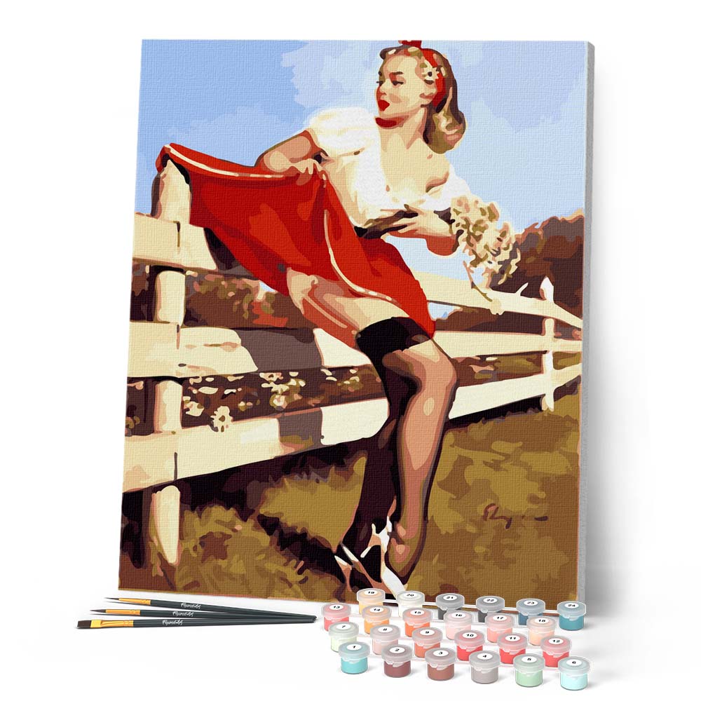 Peinture par numéros - Pin-up Vintage et Barrière – Figured'Art