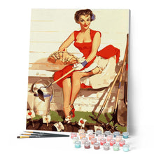 Charger l'image dans la galerie, peinture par numéros | Pin-up et jardinage | femmes pin-up nouveautés facile | FiguredArt