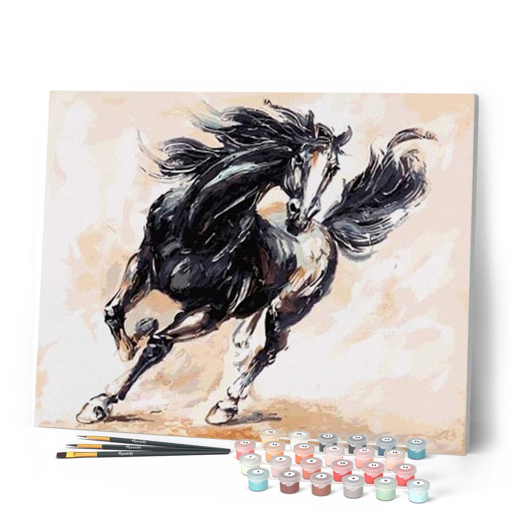 KEYIFA Peinture Par Numéros Chevaux Galop 40x30cm - Kit Complet Pour Adultes Débutants
