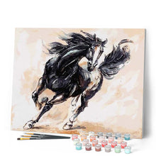 Charger l'image dans la galerie, peinture par numéros | Cheval noir au Galop | animaux, chevaux, intermédiaire | FiguredArt