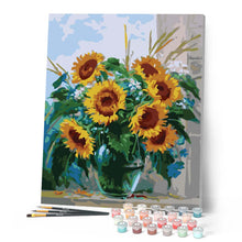 Charger l'image dans la galerie, Vase transparent et Tournesols