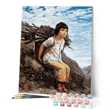 Charger l'image dans la galerie, peinture par numéros | Petite Fille ramassant du Bois | intermédiaire, portrait | FiguredArt