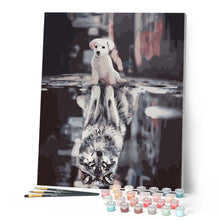 Charger l'image dans la galerie, peinture par numéros | Chien reflet de Loup en Ville | animaux chiens loups nouveautés intermédiaire | FiguredArt