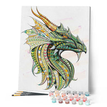 Charger l'image dans la galerie, peinture par numéros | Tête de Dragon vert | animaux, complexe, dragons | FiguredArt