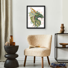 Charger l'image dans la galerie, peinture par numéros | Tête de Dragon vert | animaux, complexe, dragons | FiguredArt