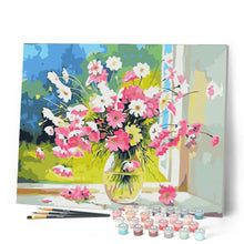 Charger l'image dans la galerie, peinture par numéros | Vase de fleurs roses et blanches | fleurs nouveautés intermédiaire | FiguredArt