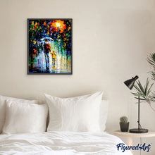 Charger l'image dans la galerie, peinture par numéros | Père et Fils sous la Pluie | complexe, romantique, ville | FiguredArt