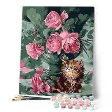 Charger l'image dans la galerie, Bouquet de Roses et Chat