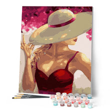 Charger l'image dans la galerie, Femme au Chapeau et Robe rouge