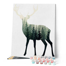 Charger l'image dans la galerie, peinture par numéros | Cerf et Forêt | animaux, facile, rennes et biches | FiguredArt