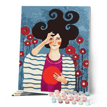 Charger l'image dans la galerie, peinture par numéros | Portrait de Femme et Rond rouge | femmes portrait nouveautés intermédiaire | FiguredArt