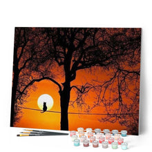 Charger l'image dans la galerie, peinture par numéros | Chat et Pleine Lune | animaux, chats, complexe, paysages | FiguredArt