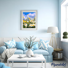 Charger l'image dans la galerie, peinture par numéros | Champs de Marguerites et Ciel bleu | fleurs paysages nouveautés complexe | FiguredArt