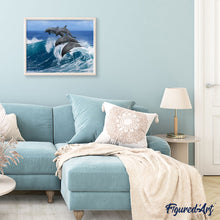 Charger l'image dans la galerie, peinture par numéros | Saut de Dauphins | animaux, dauphins, intermédiaire | FiguredArt
