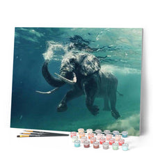 Charger l'image dans la galerie, peinture par numéros | Eléphant nageant dans l’Eau | animaux, complexe, éléphants | FiguredArt