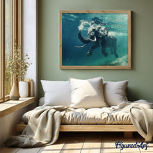 Charger l'image dans la galerie, peinture par numéros | Eléphant nageant dans l’Eau | animaux, complexe, éléphants | FiguredArt