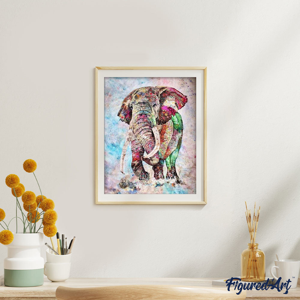 Kit Peinture Par Numéros TISHIRON – Éléphants Et Fleurs Colorés – Avec Cadre, Toile 40x50cm – DIY Adulte Kit Peinture Par Numéros TISHIRON – Éléphants Et Fleurs Colorés – Avec Cadre, Toile 40x50cm – DIY Adulte