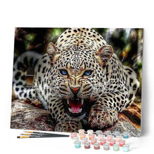 Charger l'image dans la galerie, peinture par numéros | Léopard menaçant | animaux, complexe, léopards | FiguredArt