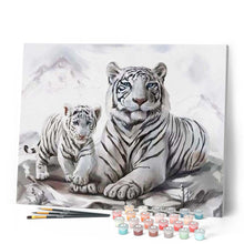 Charger l'image dans la galerie, peinture par numéros | Deux Tigres blancs | animaux, intermédiaire, tigres | FiguredArt
