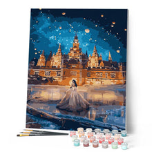 Charger l'image dans la galerie, peinture par numéros | Femme en Robe et Grand bâtiment | romantique ville nouveautés complexe | FiguredArt