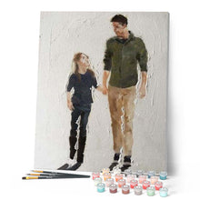 Charger l'image dans la galerie, peinture par numéros | Père et Fille main dans la Main | intermédiaire, portrait | FiguredArt