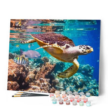Charger l'image dans la galerie, peinture par numéros | Tortues au fond de l’Océan | animaux, complexe, tortues | FiguredArt