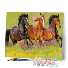 Charger l'image dans la galerie, peinture par numéros | Trois Chevaux au Galop | animaux, chevaux, facile | FiguredArt