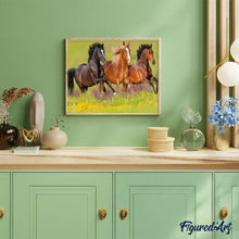 Charger l'image dans la galerie, peinture par numéros | Trois Chevaux au Galop | animaux, chevaux, facile | FiguredArt