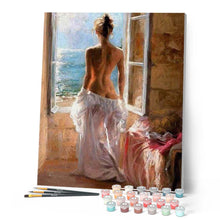 Charger l'image dans la galerie, peinture par numéros | Femme dénudée et grand Soleil | france, intermédiaire, nu | FiguredArt