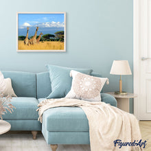 Charger l'image dans la galerie, peinture par numéros | Trois girafes dans la Brousse | animaux, girafes, intermédiaire, paysages | FiguredArt