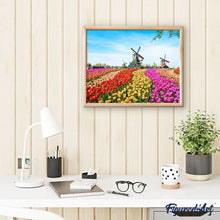 Charger l'image dans la galerie, peinture par numéros | Tulipes et Moulins à Vent | complexe, fleurs, paysages | FiguredArt