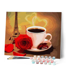 Charger l'image dans la galerie, peinture par numéros | Café et Rose rouge | intermédiaire, romantique | FiguredArt