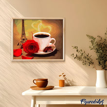 Charger l'image dans la galerie, peinture par numéros | Café et Rose rouge | intermédiaire, romantique | FiguredArt