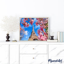 Charger l'image dans la galerie, peinture par numéros | Tour Eiffel et Magnolias | complexe, fleurs, ville | FiguredArt