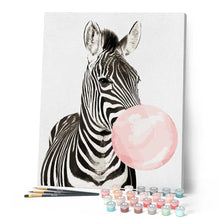 Charger l'image dans la galerie, peinture par numéros | Zèbre et Chewing gum | animaux, facile, france, zèbres | FiguredArt