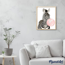 Charger l'image dans la galerie, peinture par numéros | Zèbre et Chewing gum | animaux, facile, france, zèbres | FiguredArt