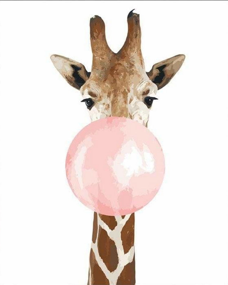 peinture par numéros | Girafe et Chewing gum | animaux facile girafes | FiguredArt