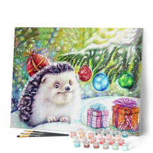 Charger l'image dans la galerie, peinture par numéros | Hérisson et Cadeaux de Noël | animaux, complexe, hérissons, Noël | FiguredArt