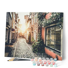 Charger l'image dans la galerie, peinture par numéros | Coucher de soleil dans la Ruelle | complexe, ville | FiguredArt